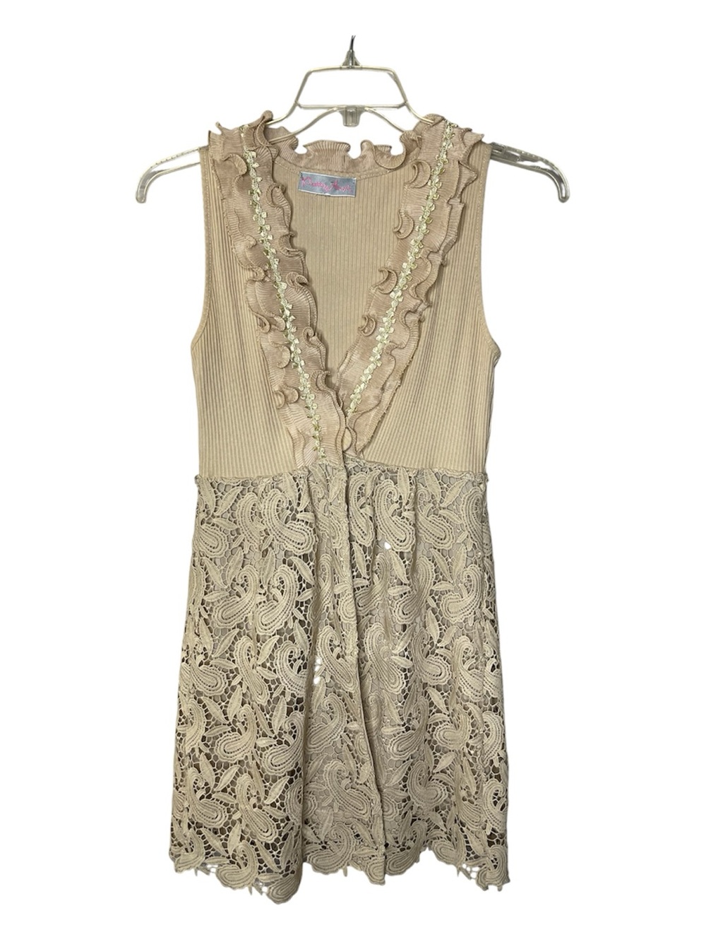 Pretty Angel Beige Lace Ruffle Vest